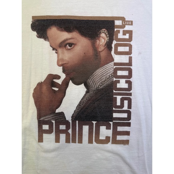 Bay Side Tops - Prince‎ Musicology Live 2004 Concert Ringer T-Shirt White Vintage Large USA Made